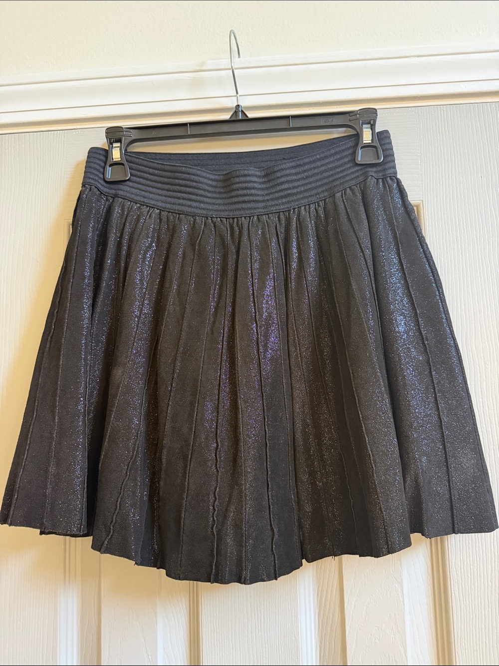 Parker Black Pleated Suede Shimmer Skirt - Women's